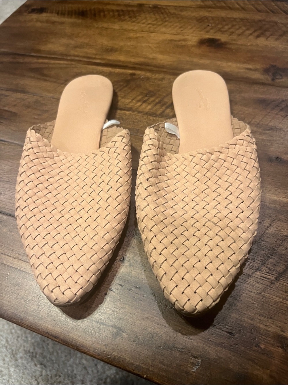Universal Thread Woven Pointed Mules in Blush